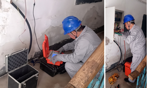 六戶供電所辛鎮一期10號樓低壓電纜故障檢測現場
